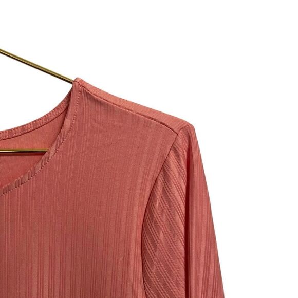 NSR Pink Ribbed Long Sleeve Midi Dress Size Large NWT - Picture 3 of 8